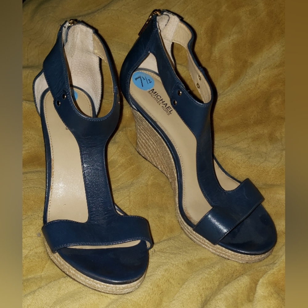 Michael Kors Dark Blue Wedge Sandals